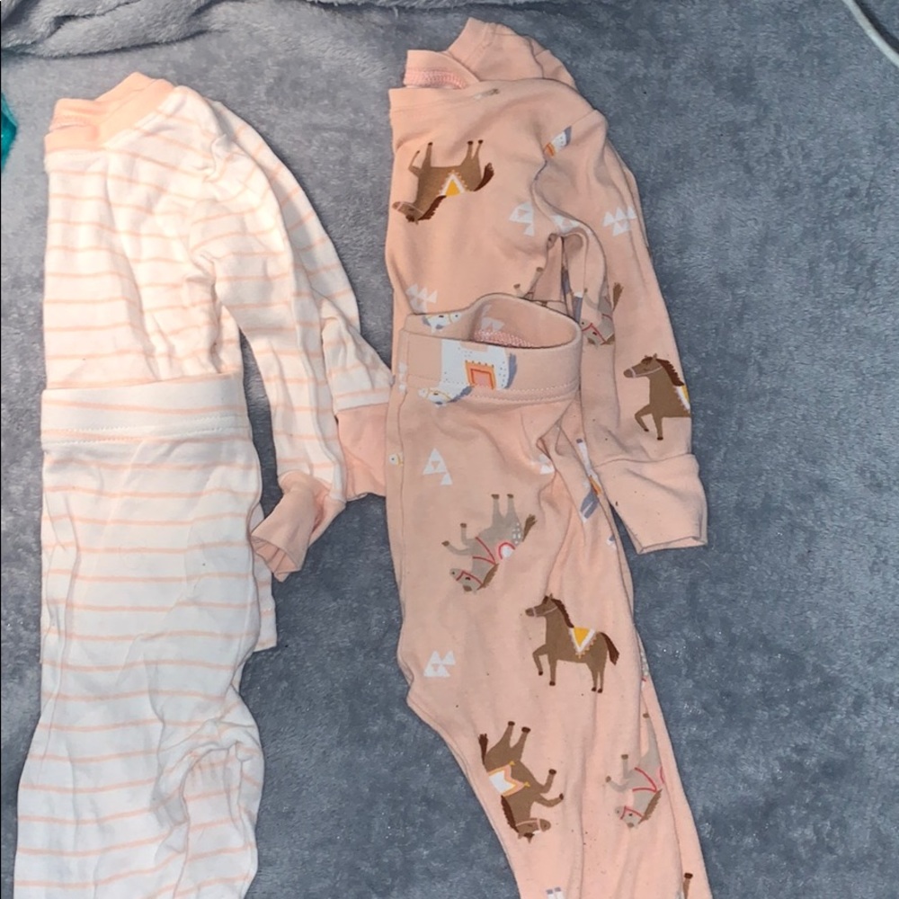 Baby girl two set peach pj set